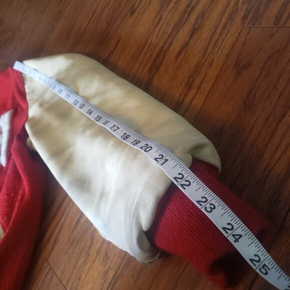 Vintage‎ DeLong Men's RED Lettermans Wool Leather Varsity Jacket USA Size 44 "M" - Picture 10 of 16